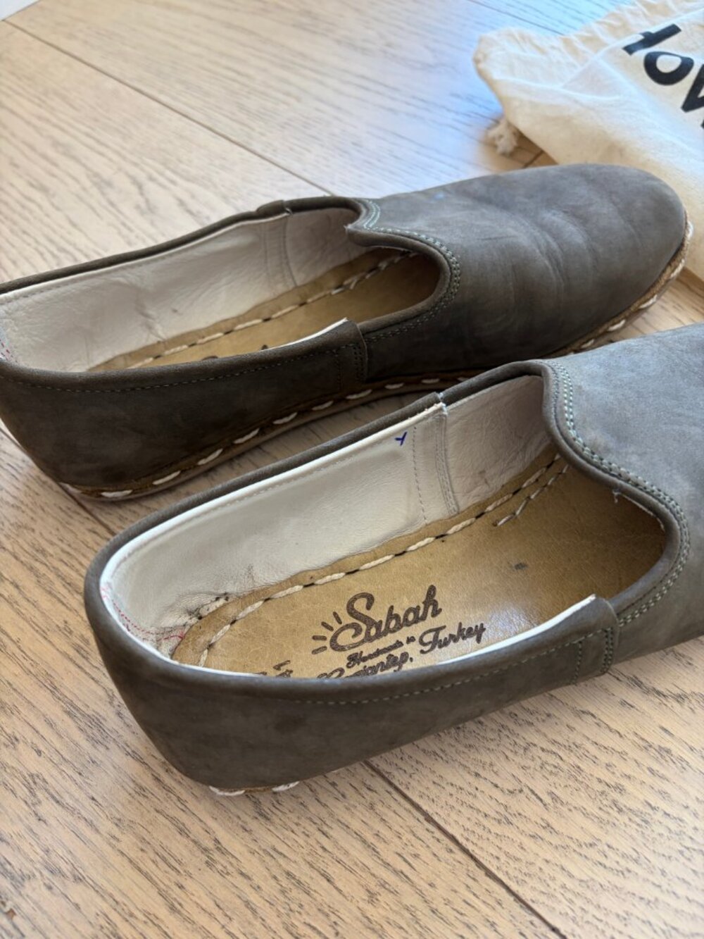 Sabah Gray Suede Leather Slip-On Loafers W 41 (US 10.5-11) + Dust Bag